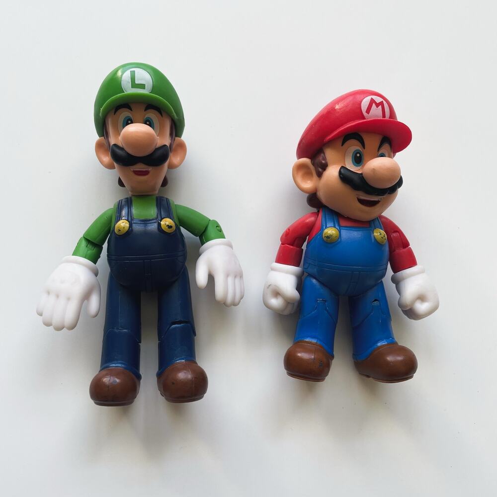 Jakks Pacific 2015 Super Mario Bros., Mario And Luigi, 5" Figures Poseable